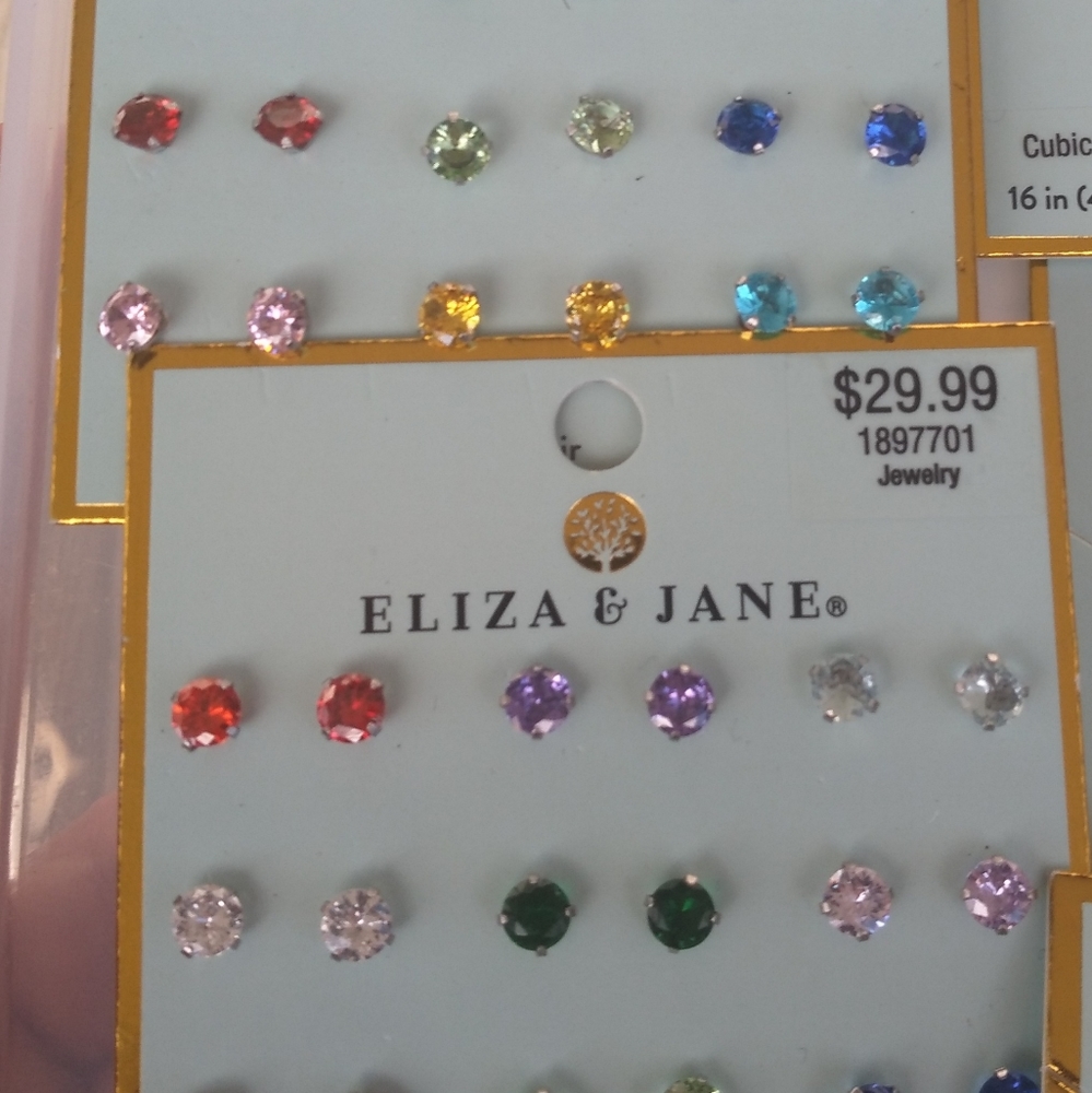 1 set of 12 Pairs of Eliza&Jane Birthstone Earrings